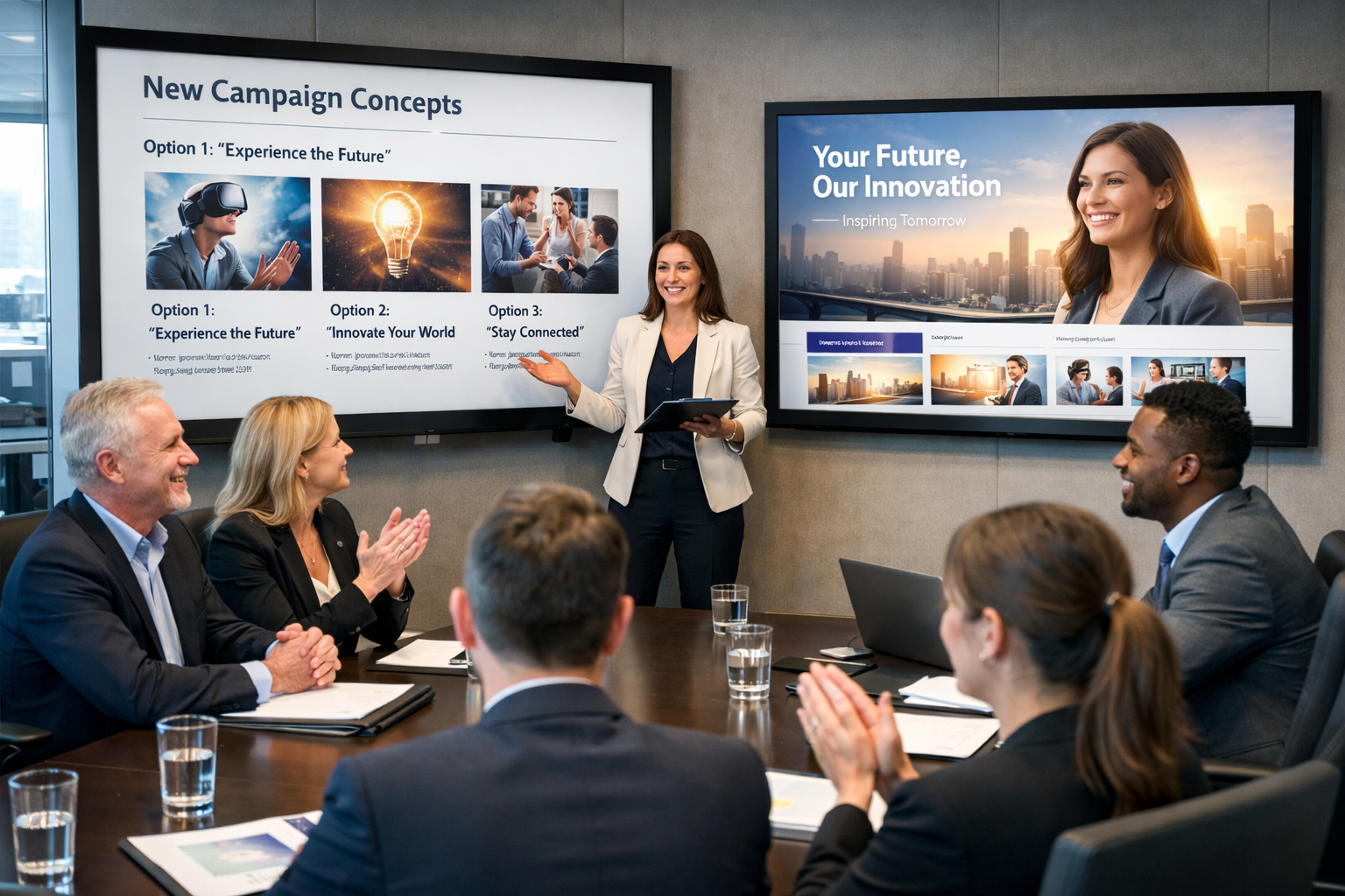 Agency leadership presenting campaign strategy