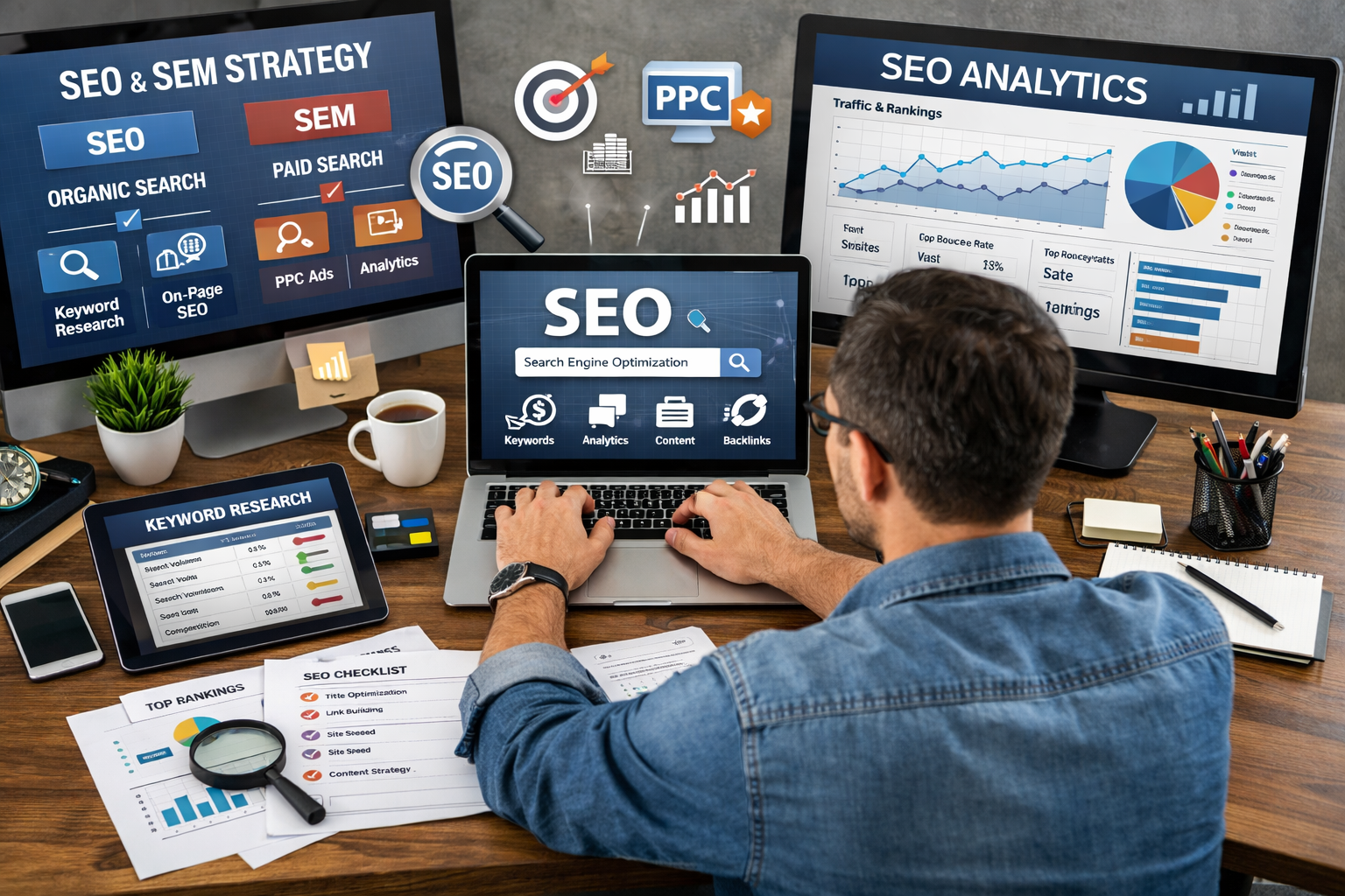 SEO and SEM optimization dashboard