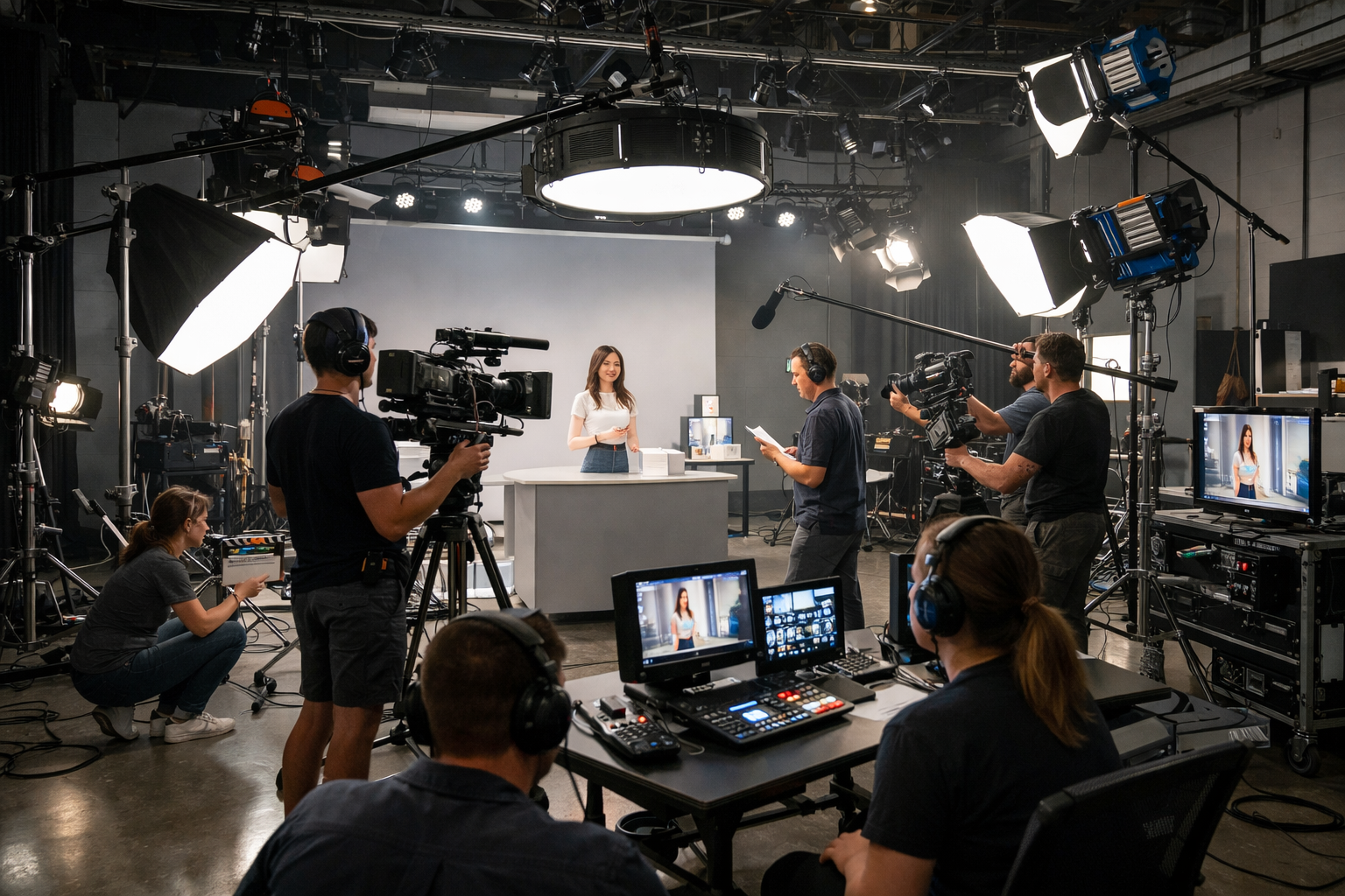 Video production team in studio
